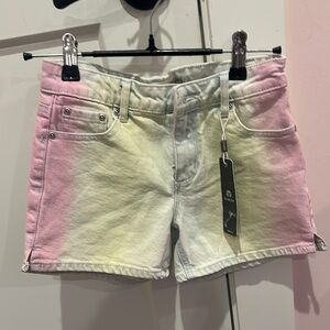 Tractr Colorful Pink and Yellow Ombré Summer Shorts